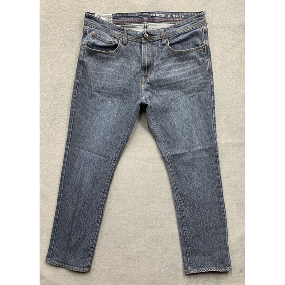 MBX Denim Jeans Men's Size 36X30 Slim Stretch Blue Distressed Dadcore Well Loved - Picture 1 of 16